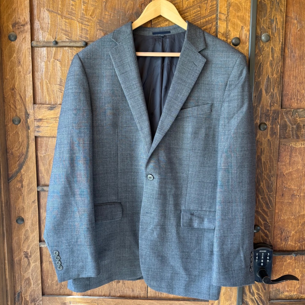 Jos. A. Bank 1905 Blazer Mens 46R Gray Glen Plaid Slim Fit Sport Coat